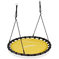 Los mejores  - Relaxdays Columpio Jardín Redondo Ajustable para Niños y Adultos- hasta 100 kg- Amarillo- ø 120 cm